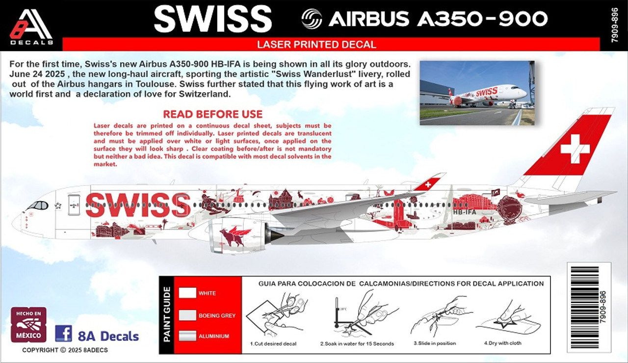 1/144 Scale Decal SWISS A350-900 WANDERLUST