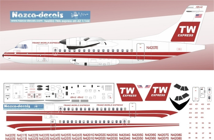 1/144 Scale Decal TWA Express ATR-42