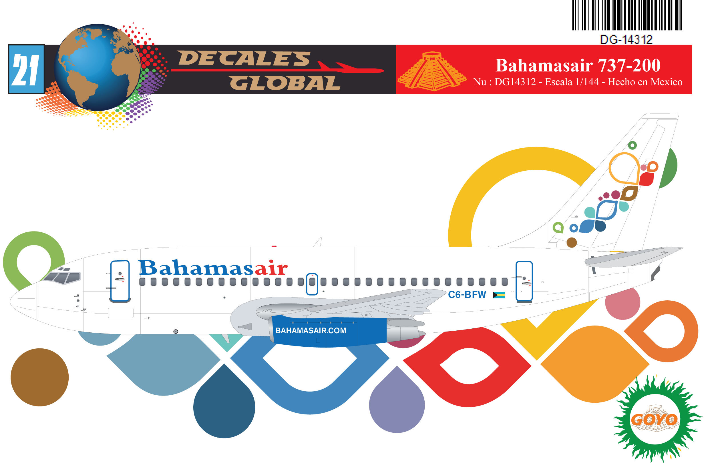 1/144 Scale Decal Bahamasair 737200