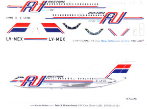 1/144 Scale Decal Austral BAC-111 Last in Service