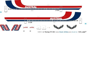 1/144 Scale Decal Austral 737-200 Delivery