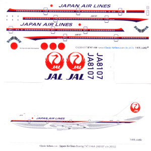 1/200 Scale Decal Japan Air Lines 747-100