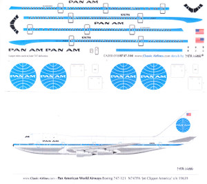 1/144 Scale Decal Pan Am 747-100 / 200 / SP