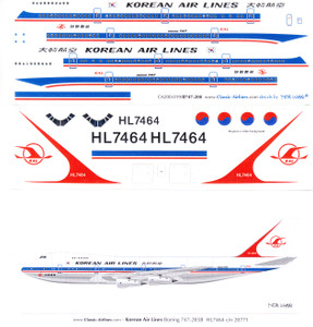 1/200 Scale Decal Korean Air Lines 747-200 Delivery