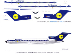 1/200 Scale Decal Lufthansa 727-200