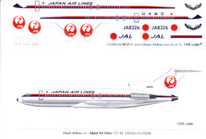 1/200 Scale Japan Air Lines 727-100