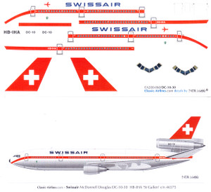1/200 Scale Decal Swissair DC10-30