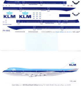 1/200 Scale Decal KLM 747-200 Blue