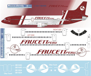 1/144 Scale Decal Faucett Peru L-1011 RED & WHITE