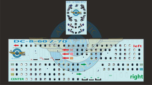 1/144 Scale Decal Lifelike Cockpit / Windows / Doors DC8-60 / 70