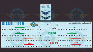 1/144 Scale Decal Lifelike Cockpit / Windows / Doors ERJ-135 / 145