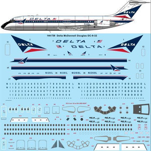 1/144 Scale Decal Delta McDonnell Douglas DC-9-32