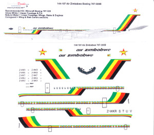 1/144 Scale Decal Air Zimbabwe Boeing 707-330B