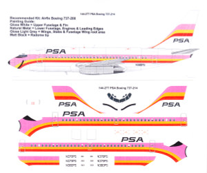 1/144 Scale Decal PSA Boeing 737-200