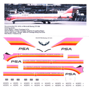 1/144 Scale Decal PSA Boeing 727-200