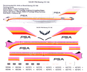 1/144 Scale Decal PSA Boeing 727-100