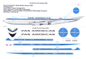 1/144 Scale Decal Pan Am B-720