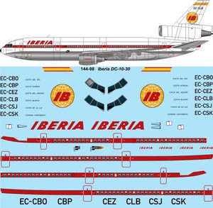 1/144 Scale Decal Iberia McDonnell Douglas DC-10-30