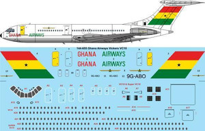 1/144 Scale Decal Ghana Airways Final Vickers VC10
