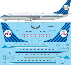 1/144 Scale Decal KLM "90 Years" Retro Boeing 737-8K2