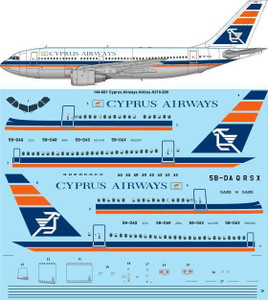 1/144 Scale Decal Cyprus Airways Airbus A310-200