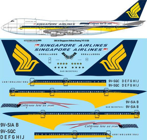 1/200 Scale Decal Singapore Airlines Boeing 747-212B