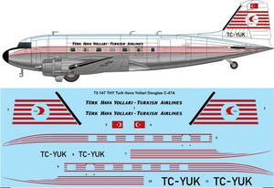 1/72 Scale Decal THY Turk Hava Yollari Douglas C-47A / DC-3