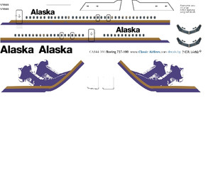 1/144 Scale Decal Alaska Air 727-100 Domes