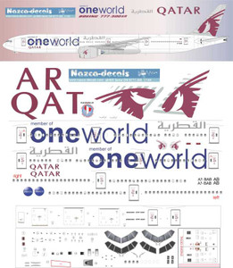 1/144 Scale Decal Qatar 777-300 ONEWORLD