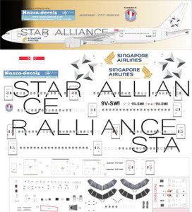 1/144 Scale Decal Singapore Airlines 777-300 STAR ALLIANCE