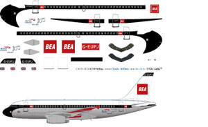 1/144 Scale Decal British Airways A-319 Retro BEA Red Box