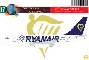 1/144 Scale Decal Ryanair 737-200