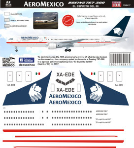 1/144 Scale Decal AeroMexico 767-300 Espiritu del 88
