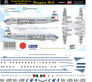 1/144 Scale Scale Decal Mexicana DC-6 50's