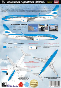 1/144 Scale Decal Aerolineas Argentinas 737-800 2015
