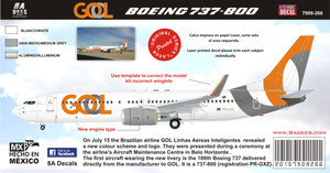 1/144 Scale Decal Boeing 737-800 Gol Linheas Aereas 2015