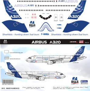 1/144 Scale Decal A-320 Sharklet Jet