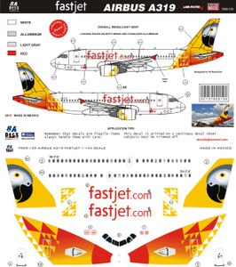 1/144 Scale Decal Fastjet A-319