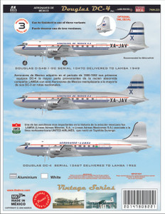 1/144 Scale Decal Aeronaves Lamsa DC-4