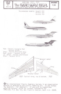 1/144 Scale Decal Western / CPAir 737-200 Ansett-Ana / Braniff International 727