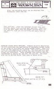 1/144 Scale Decal Airliner Doors and Exit Arrows Version 1