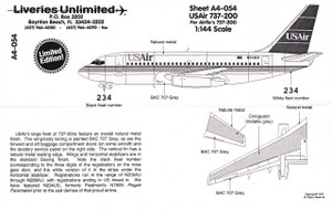 1/144 Scale Decal USAir 737-200