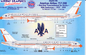 1/144 Scale Decal American Airlines 757-200 40th Anniversary