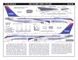 1/144 Scale Decal Delta 757-200 Mid 90's