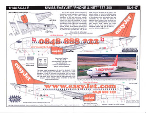 1/144 Scale Decal Swiss easyJet.com 737-300 Phone & Net