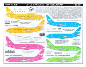 1/144 Scale Decal ZIP of Canada 737-200