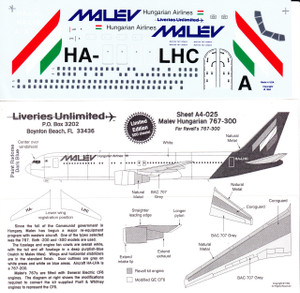 1/144 Scale Decal Malev 767-300
