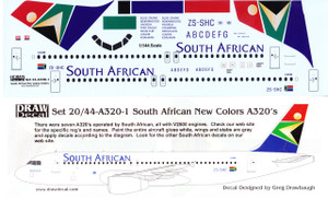1/144 Scale Decal South African A-320