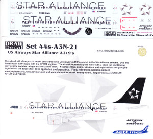 1/144 Scale Decal US Airways A-319 STAR ALLIANCE