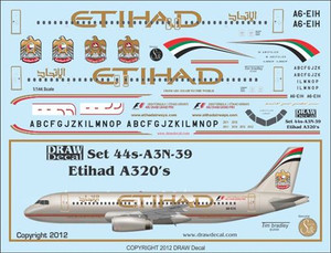 1/144 Scale Decal Etihad A-320